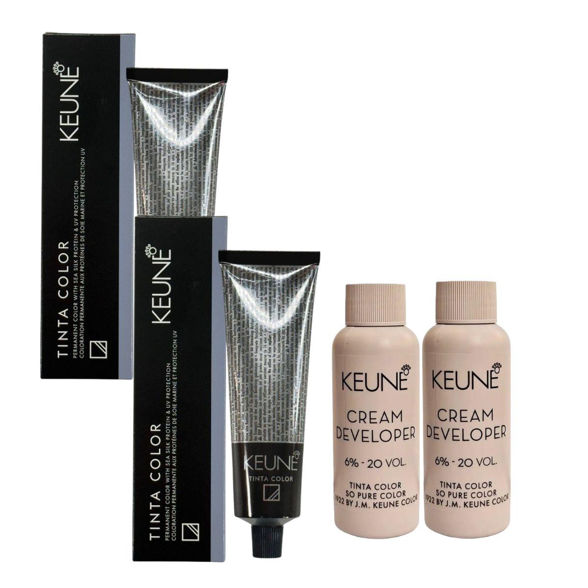 KIT 2 COLORAÇÃO TINTA COLOR 1.1 PRETO AZULADO KEUNE + 2 OX DEVELOPER 20V