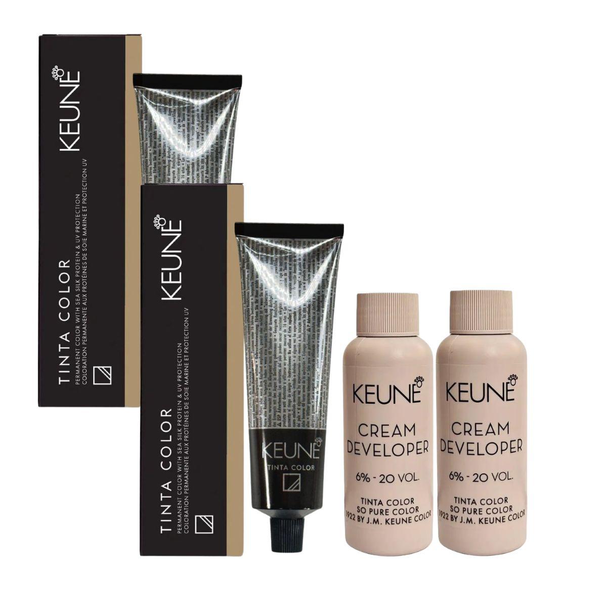 KIT 2 COLORAÇÃO TINTA COLOR 0/33 DOURADO KEUNE + 2 OX DEVELOPER 20V