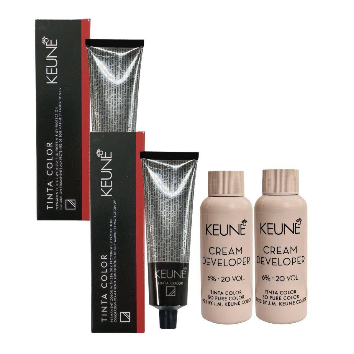 KIT 2 COLORAÇÃO TINTA COLOR 6.53 LOURO ESC MOGNO DOUR KEUNE + 2 OX DEVELOPER 20V