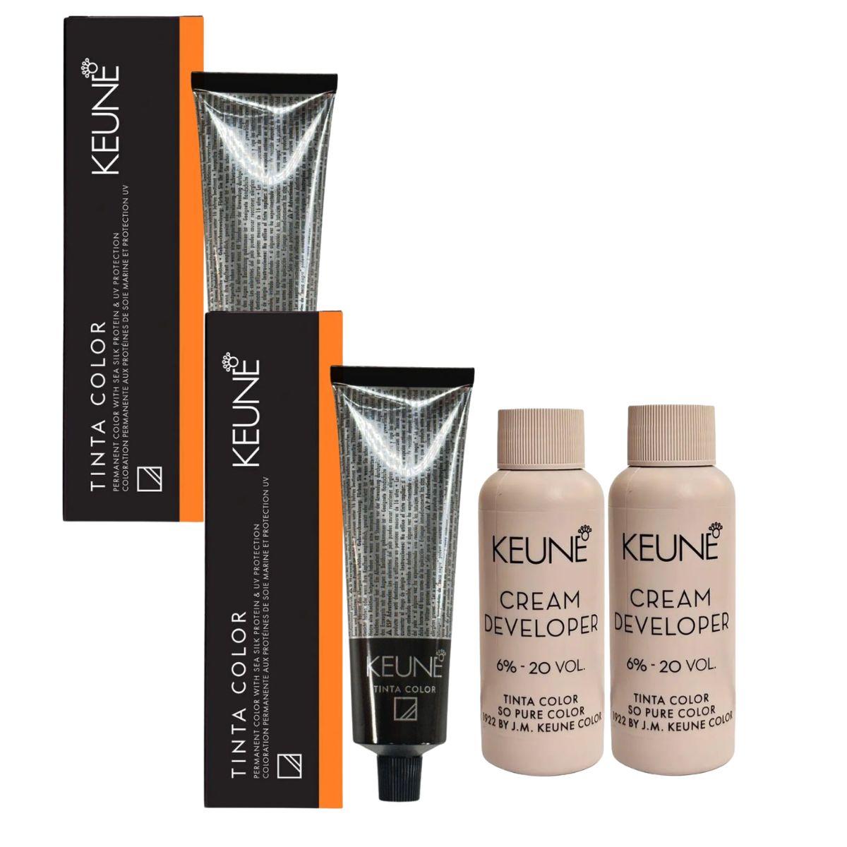 KIT 2 COLORAÇÃO TINTA COLOR 0/44 COBRE KEUNE + 2 OX DEVELOPER 20V