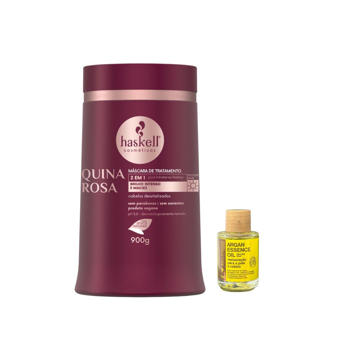 MÁSCARA QUINA ROSA HASKELL 900G COM ÓLEO BELLA FEMME 7ML