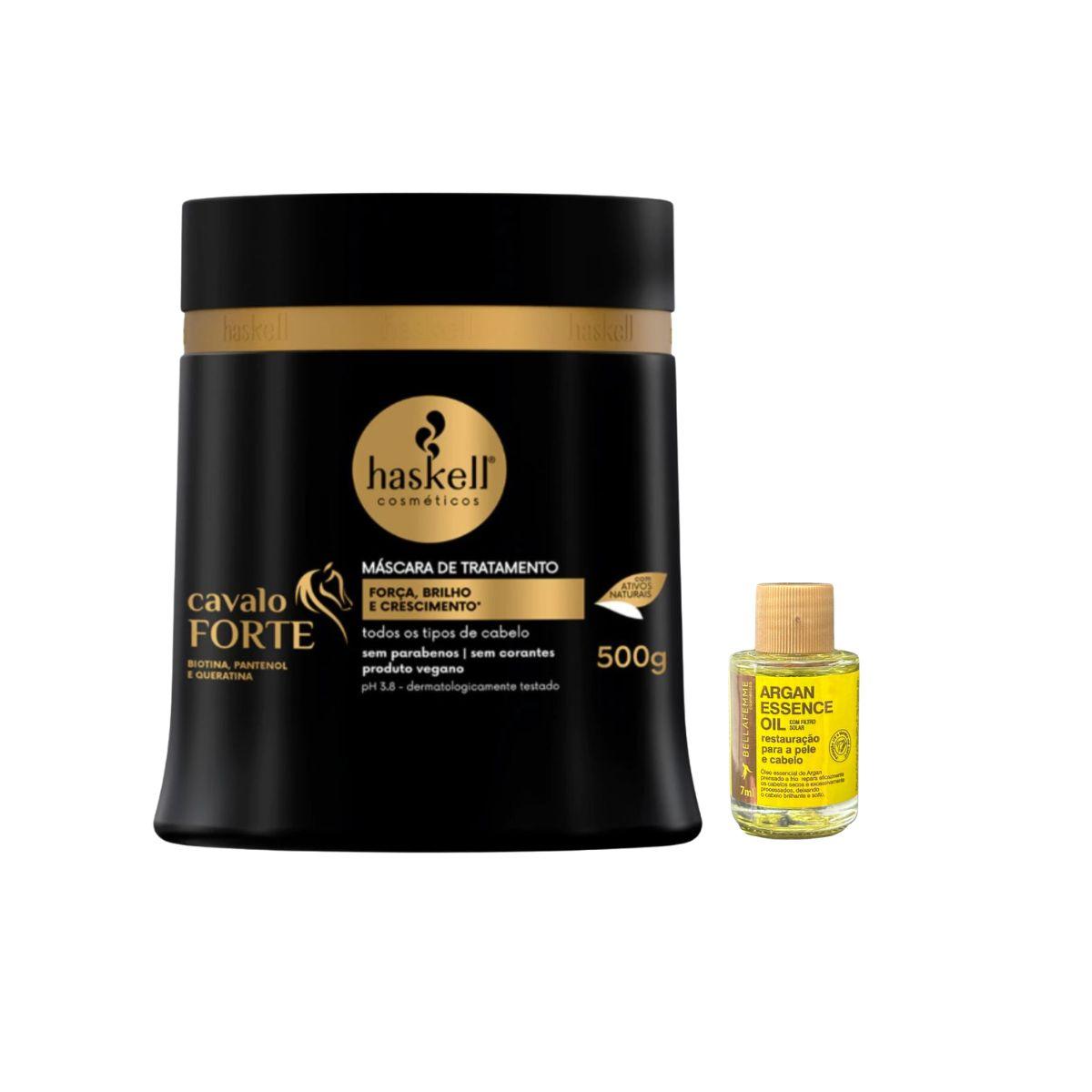 MASCARA CAVALO FORTE HASKELL 500GR COM ÓLEO BELLA FEMME 7ML