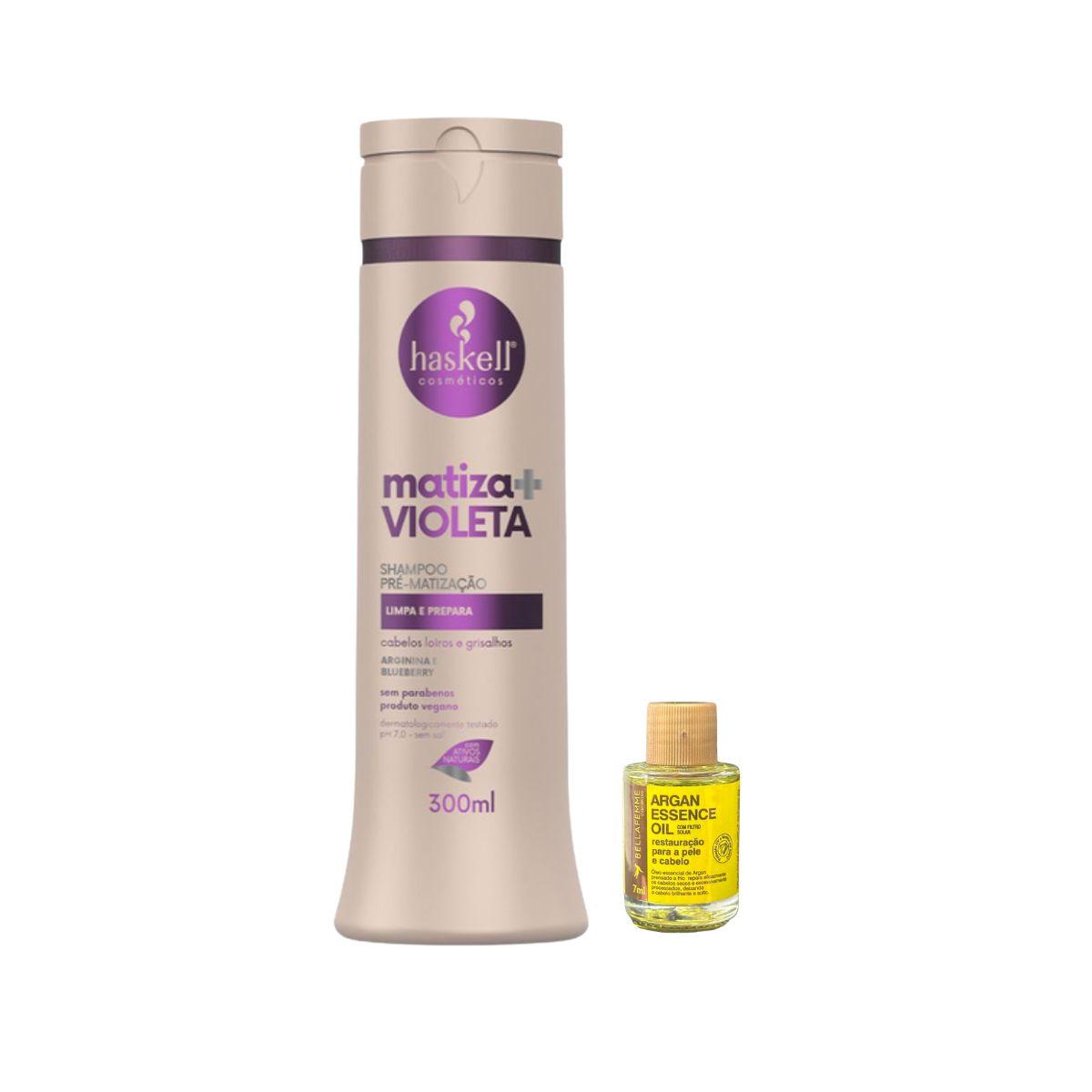 SHAMPOO MATIZA MAIS VIOLETA HASKELL 300ML COM ÓLEO BELLA FEMME 7ML