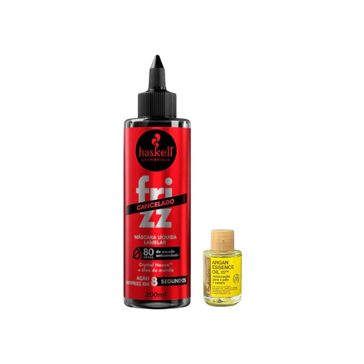 MASCARA LIQUIDA FRIZZ CANCELADO HASKELL 200ML COM ÓLEO BELLA FEMME 7ML