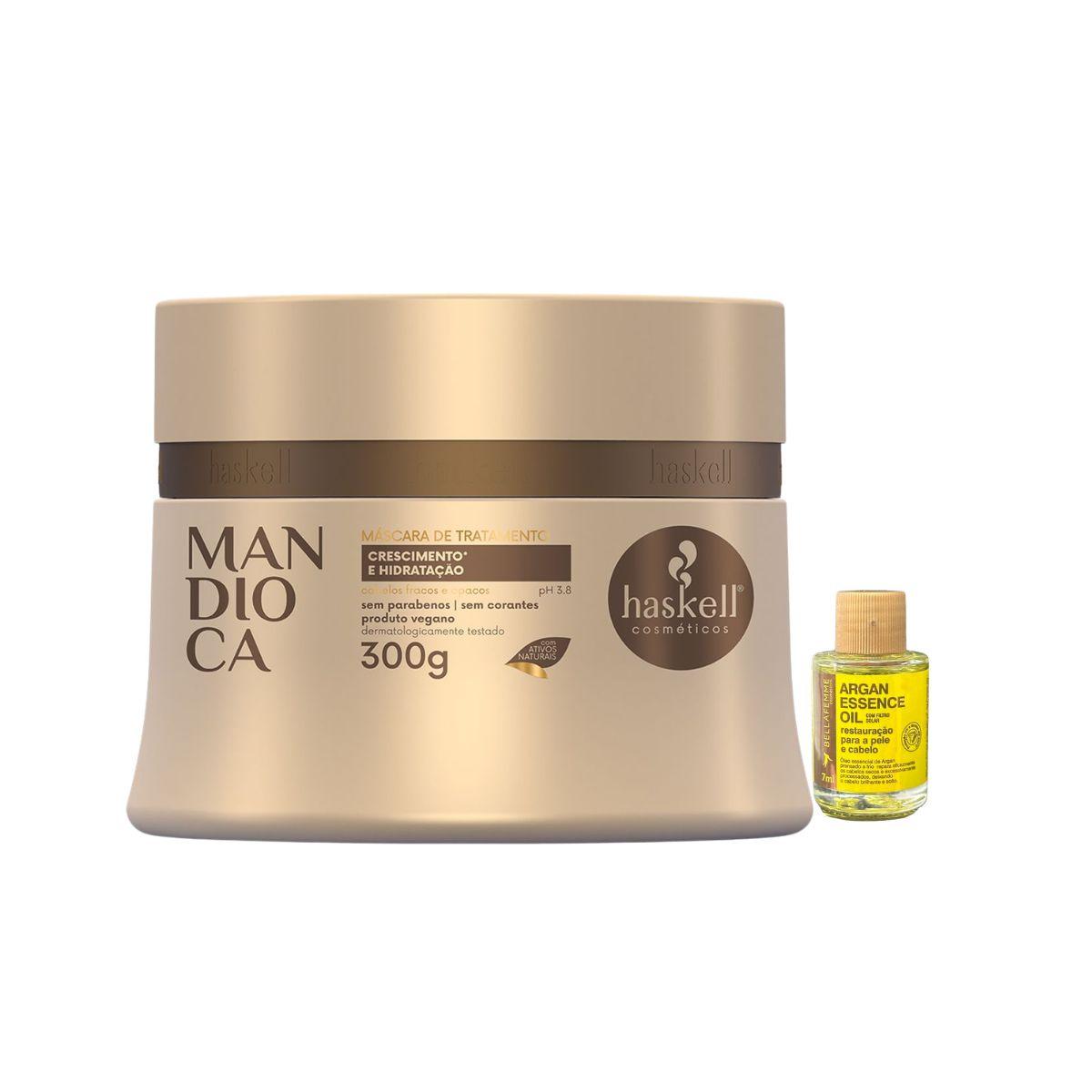 MÁSCARA MANDIOCA HASKELL 300G COM ÓLEO BELLA FEMME 7ML
