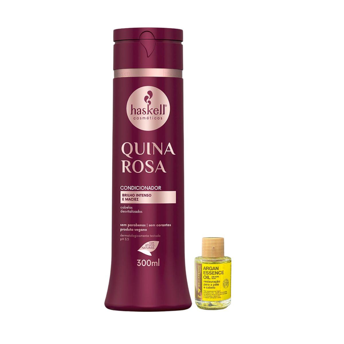 CONDICIONADOR QUINA ROSA HASKELL 300ML COM ÓLEO BELLA FEMME 7ML