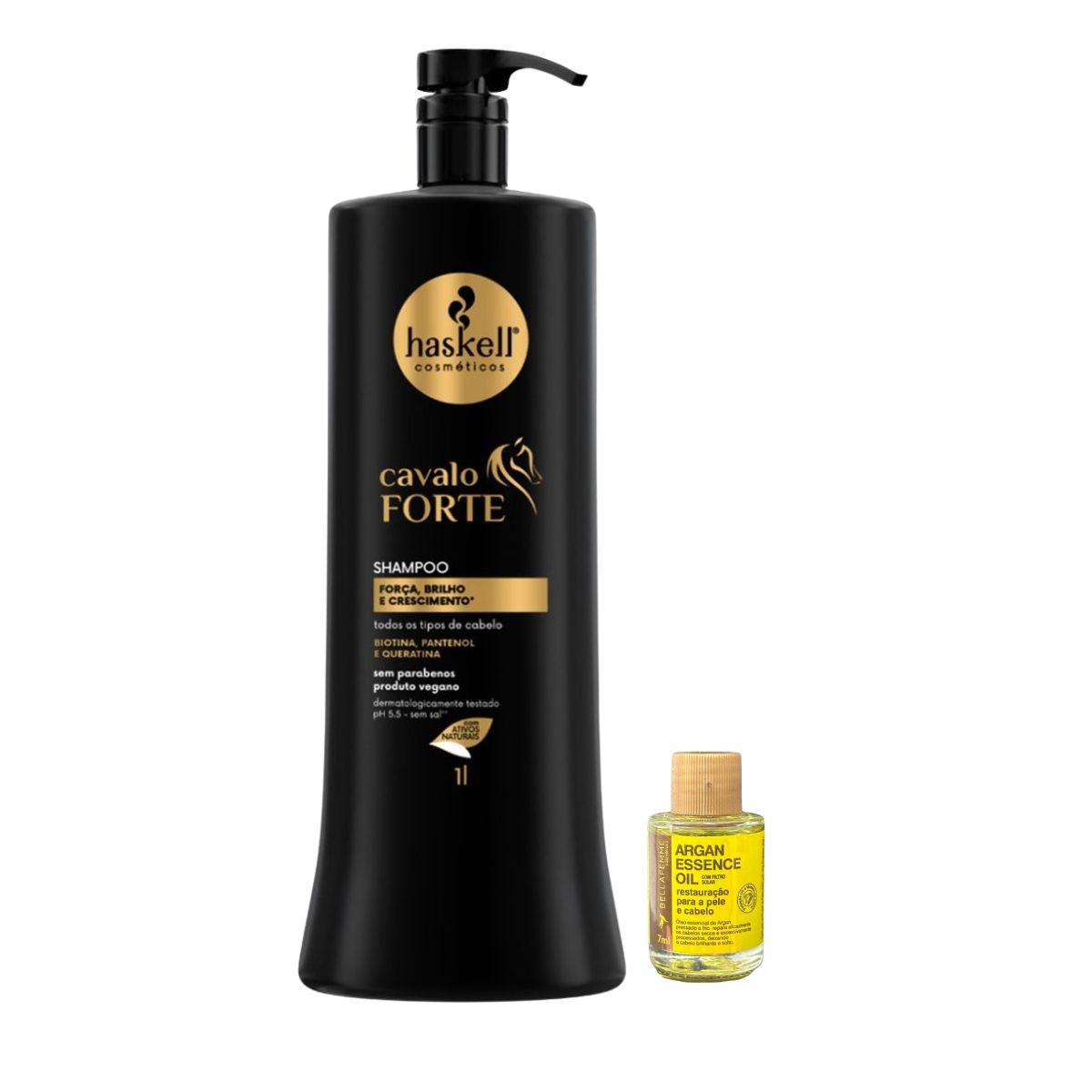 SHAMPOO CAVALO FORTE HASKELL 1L COM ÓLEO BELLA FEMME 7ML