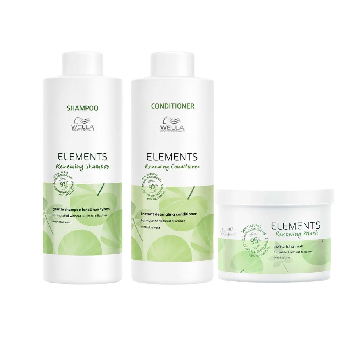 KIT ELEMENTS RENEWING NOVO SHAMPOO 1L + CONDICIONADOR 1L+ MÁSCARA 500ML