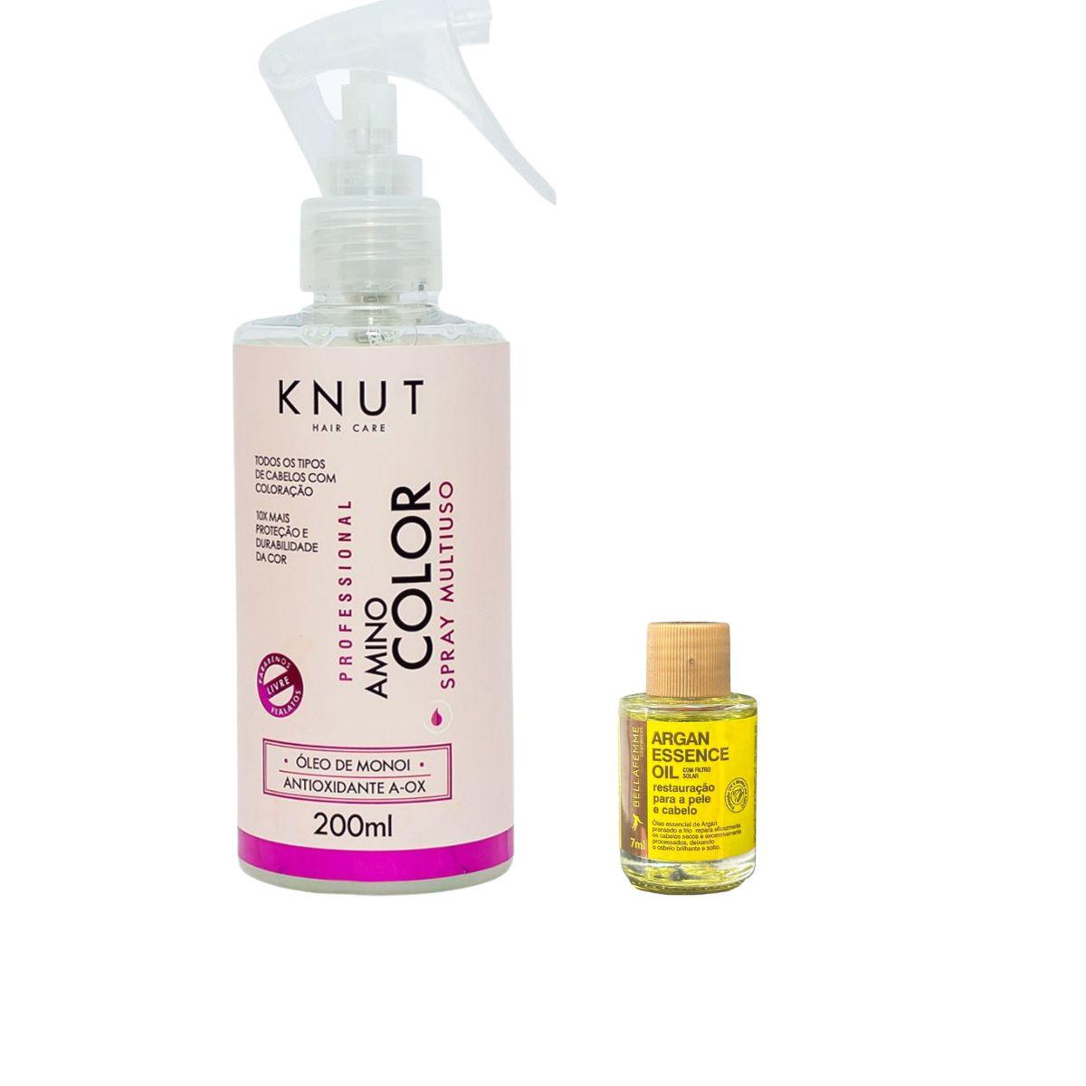 KIT KNUT SPRAY MULTIFUNCIONAL AMINO COLOR 200ML COM ÓLEO DE 7 ML