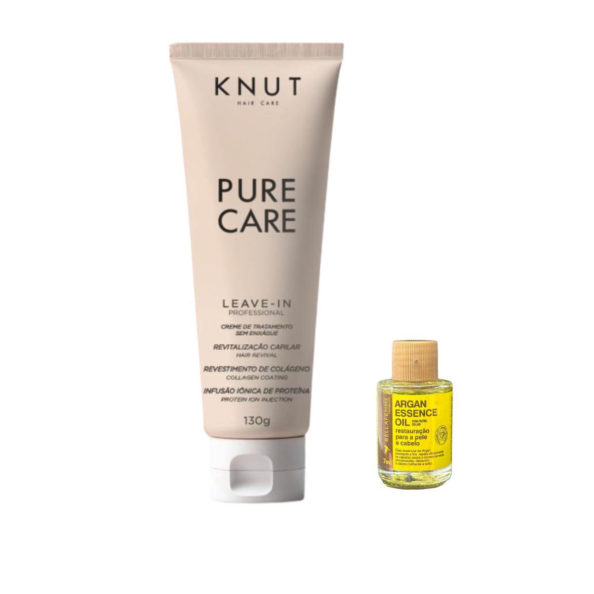 KIT KNUT LEAVE-IN CREME PURE CARE 130G COM ÓLEO 7 ML