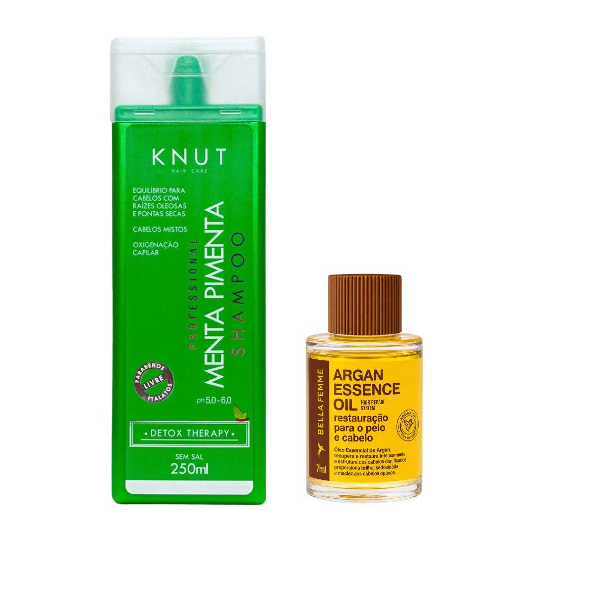 KIT KNUT SHAMPOO MENTA E PIMENTA 250ML COM ÓLEO 7ML