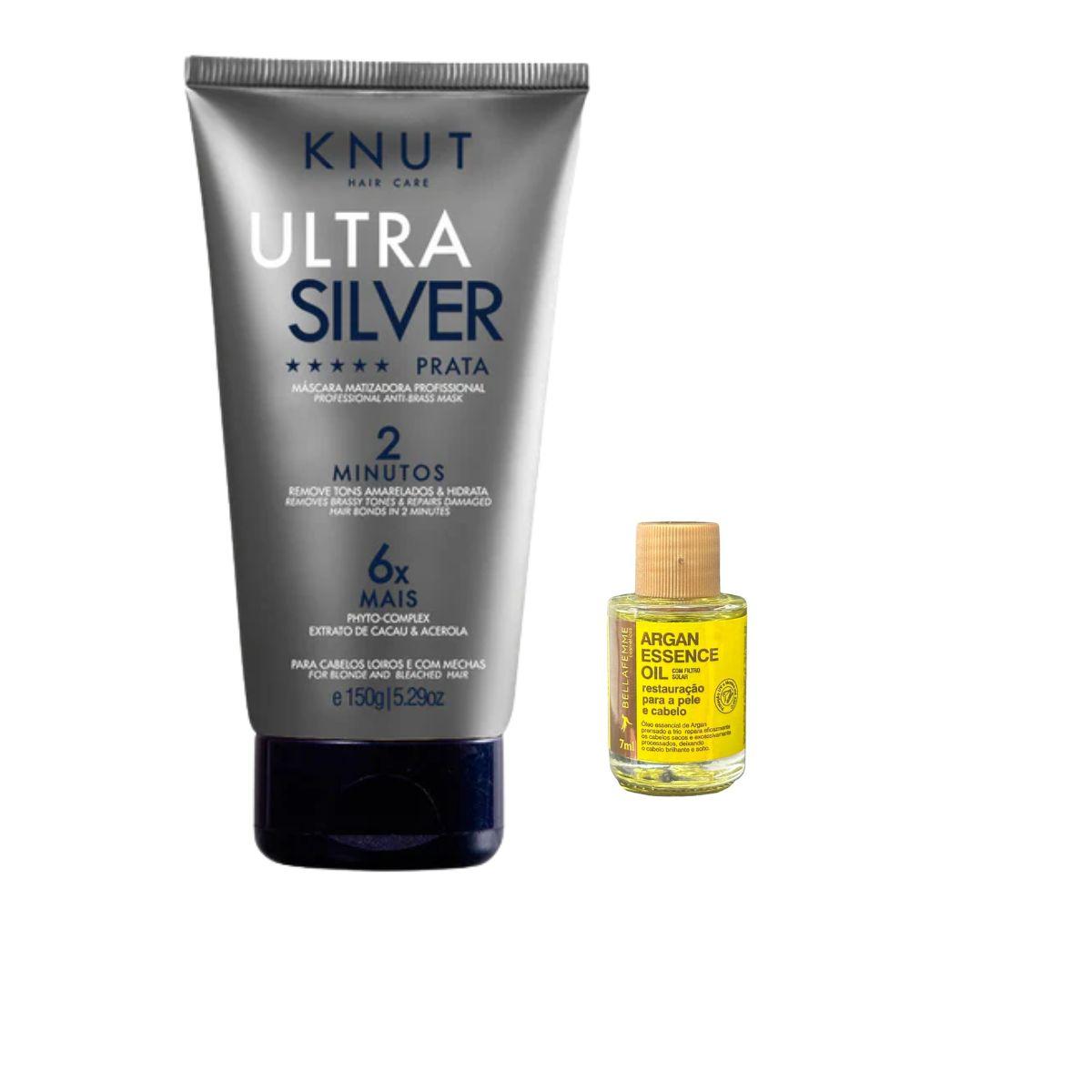 KIT KNUT MÁSCARA ULTRA SILVER PRATA 150G COM ÓLEO 7ML