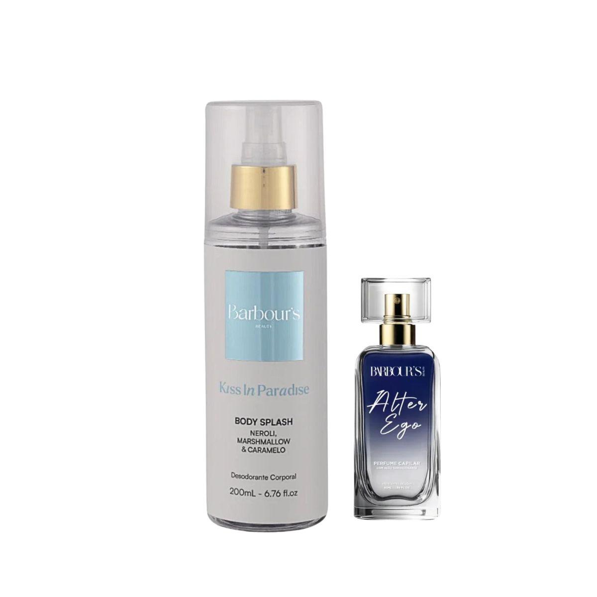 KIT BODY SPLASH KISS BARBOURS 200ML COM PERFUME CAPILAR ALTER EGO BARBOURS 50ML