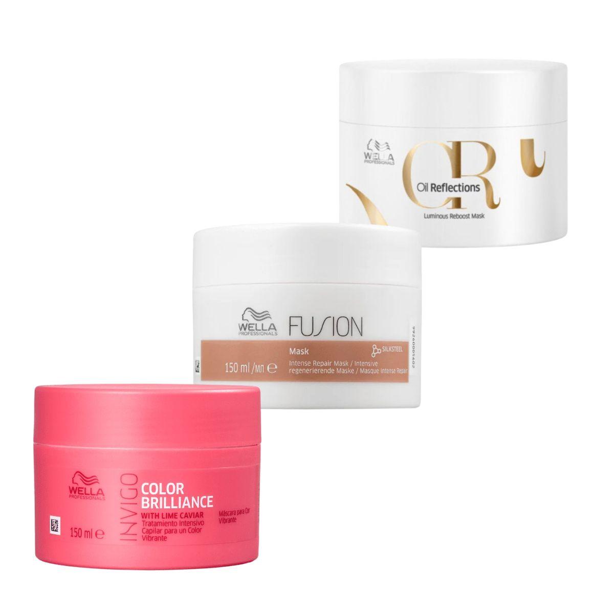 KIT WELLA MASC 3X150ML COLOR BRILLIANCE + MASC FUSION + OIL REFLECTIONS