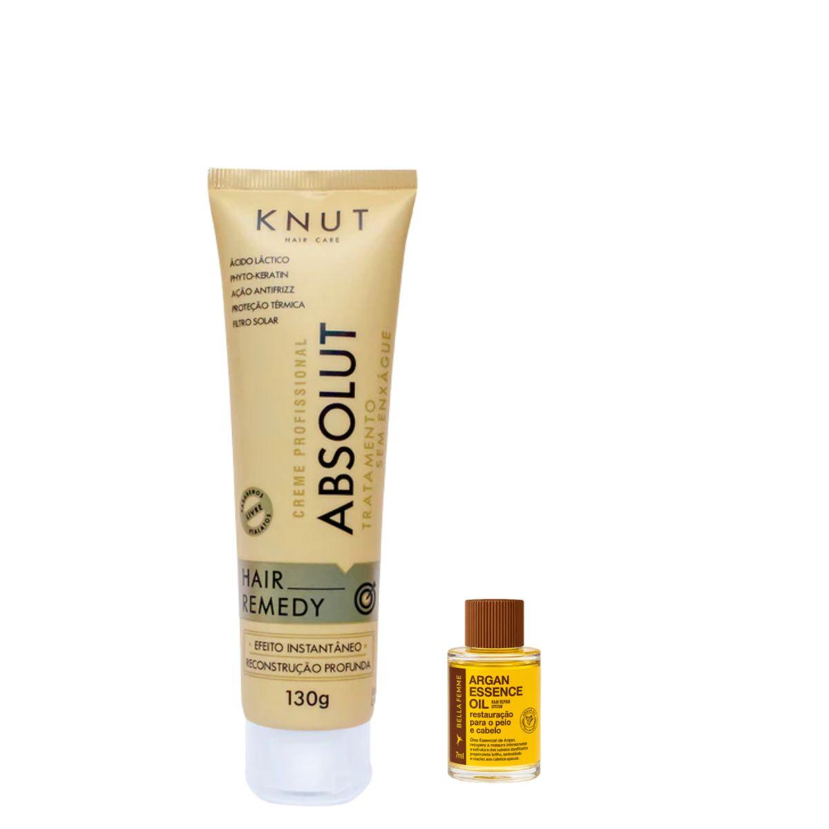 KIT KNUT CREME HAIR REMEDY ABSOLUT 130G COM ÓLEO 7ML