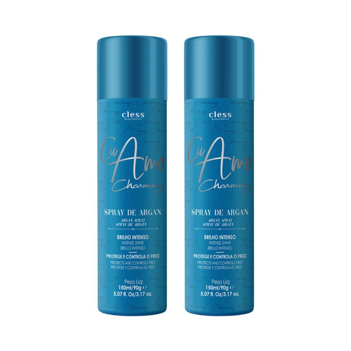 KIT CLESS 2 SPRAY DE BRILHO ARGAN EU AMO CHARMING CLESS 150ML