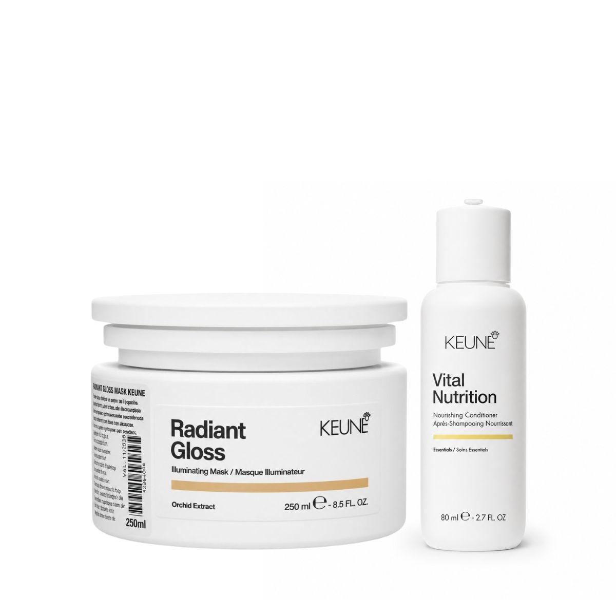 KIT KEUNE MÁSCARA RADIANT GLOSS 250ML + MINIATURAS KEUNE