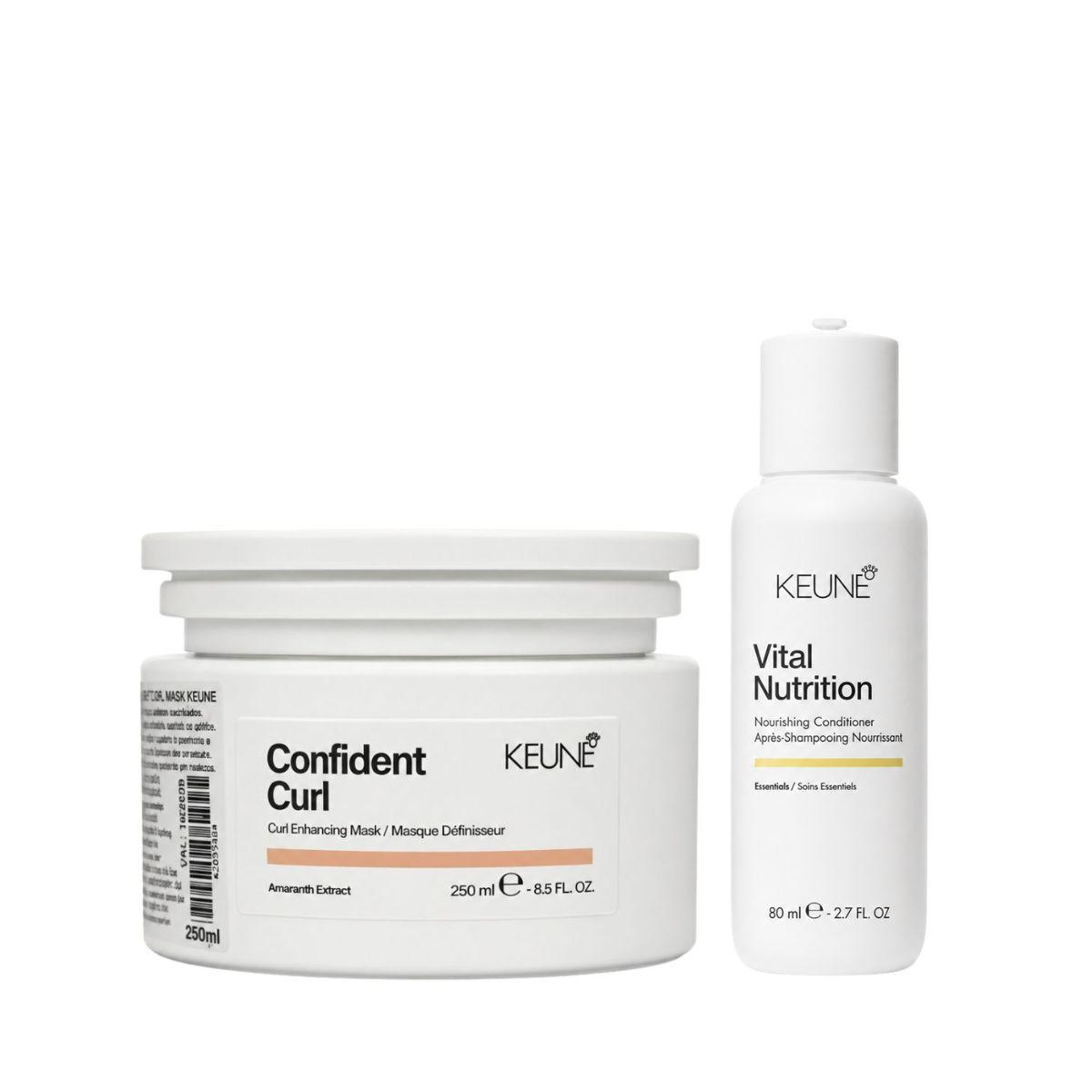 KIT KEUNE MÁSCARA CONFIDENT CURL KEUNE 250ML + MINIATURAS KEUNE