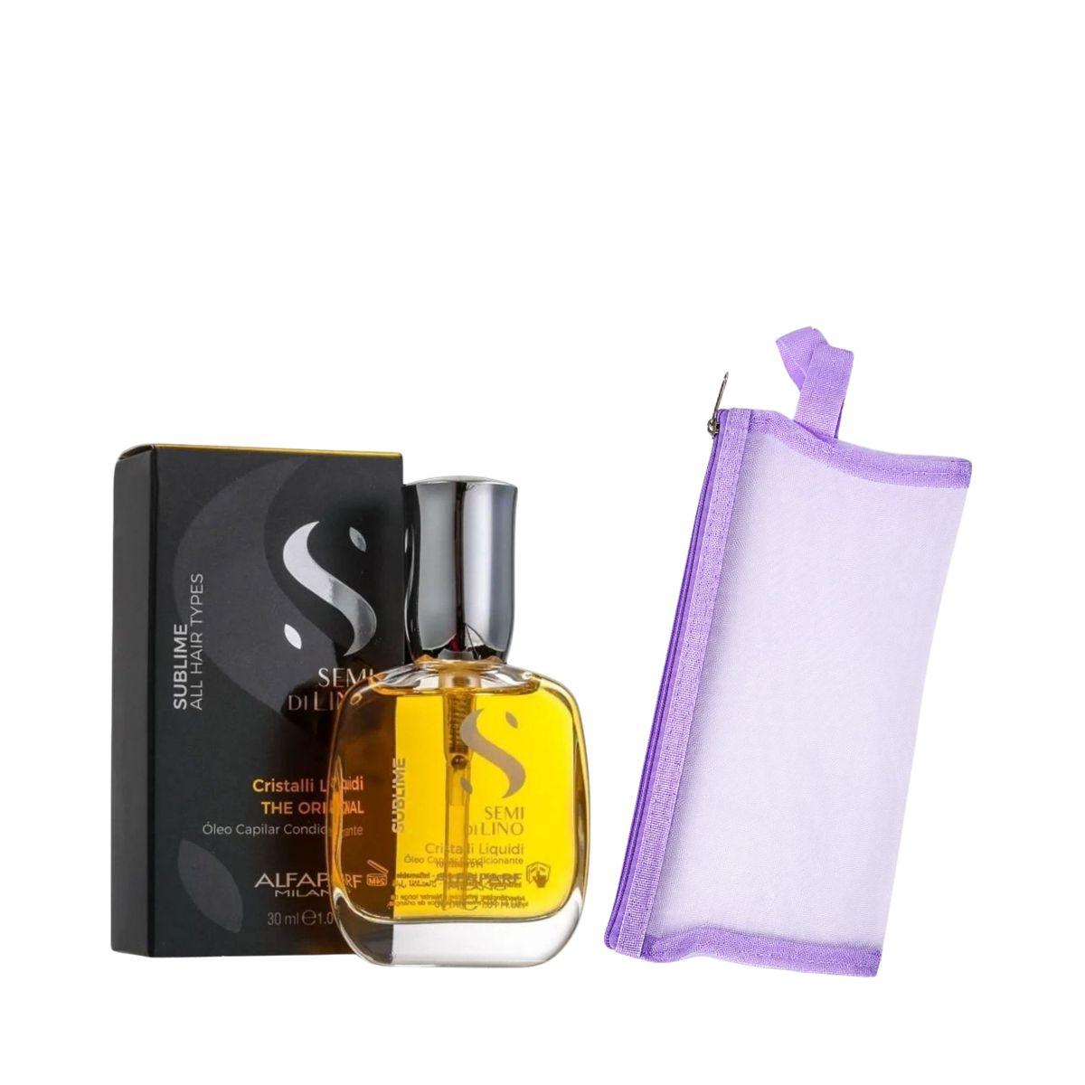 KIT ALFAPARF ÓLEO CAPILAR SEMI DI LINO SUBLIME CRISTALLI LÍQUIDI 30ML + NECESSAI