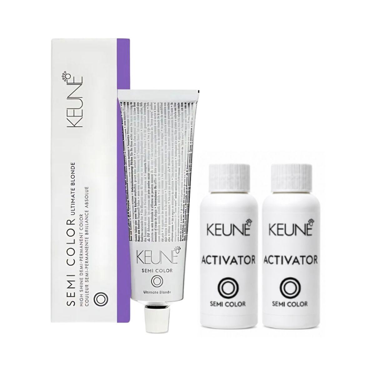 KIT  KEUNE COLORAÇÃO SEMI COLOR 10.7 LOURO EXTRA CLARO VIOLETA 60ML + 2 ACTIVATO