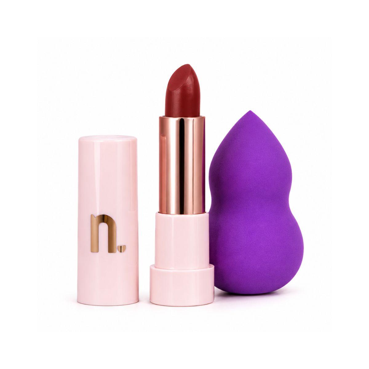 KIT NINA MAKEUP BATOM INSTANT KISS MARIA THEREZA + ESPONJA MAQUIAGEM