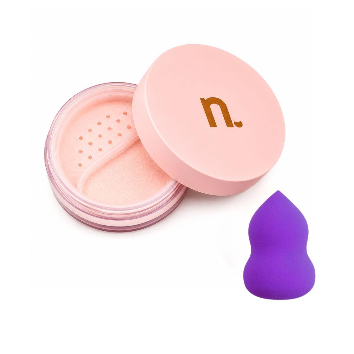 KIT NINA MAKEUP PÓ FACIAL SOLTO TRANSLUCENT ROSE + ESPONJA MAQUIAGEM