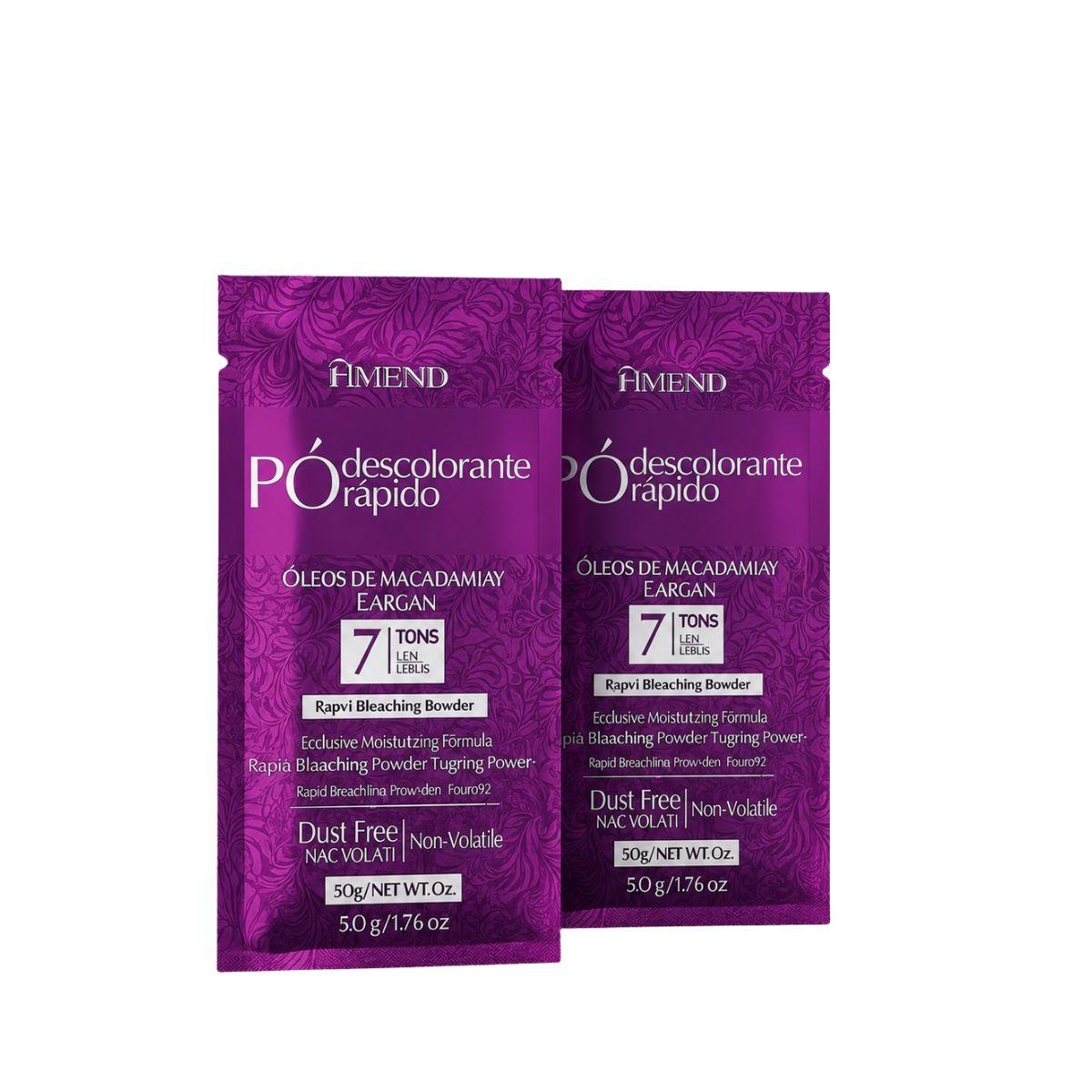 KIT AMEND 2 SACHES PÓ DESCOLORANTE RÁPIDO COM ÓLEOS DE MACADÂMIA E ARGAN  50G
