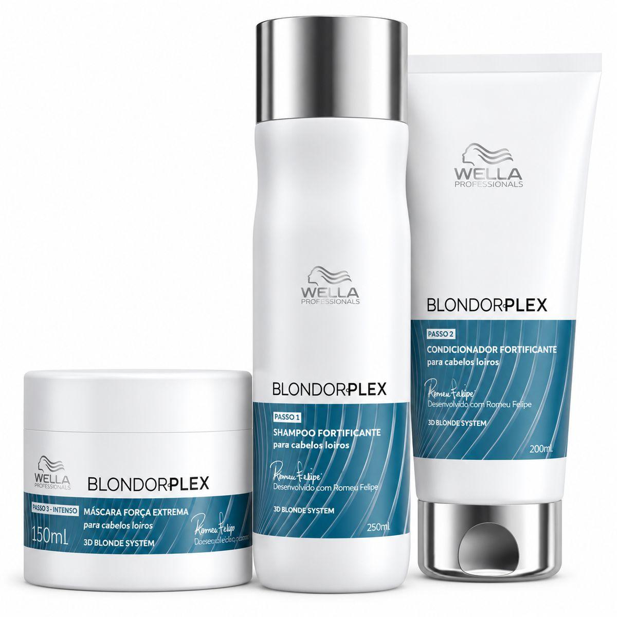 KIT WELLA BLONDOR PLEX SHAMPOO 250ML+CONDICIONADOR 200ML+MASCARA 150ML