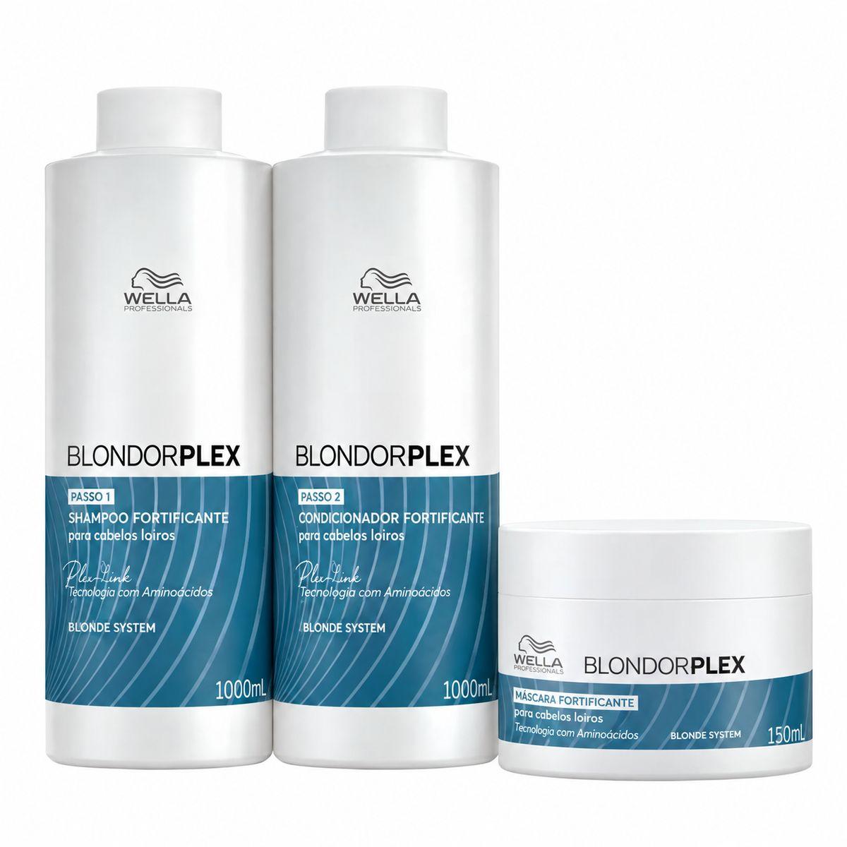 KIT WELLA BLONDOR PLEX SHAMPOO 1L + CONDICIONADOR 1L + MÁSCARA 150ML