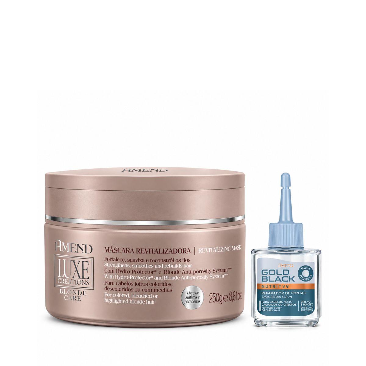 KIT AMEND MÁSCARA BLONDE CARE 250GR + REPARADOR GOLD BLACK 30ML
