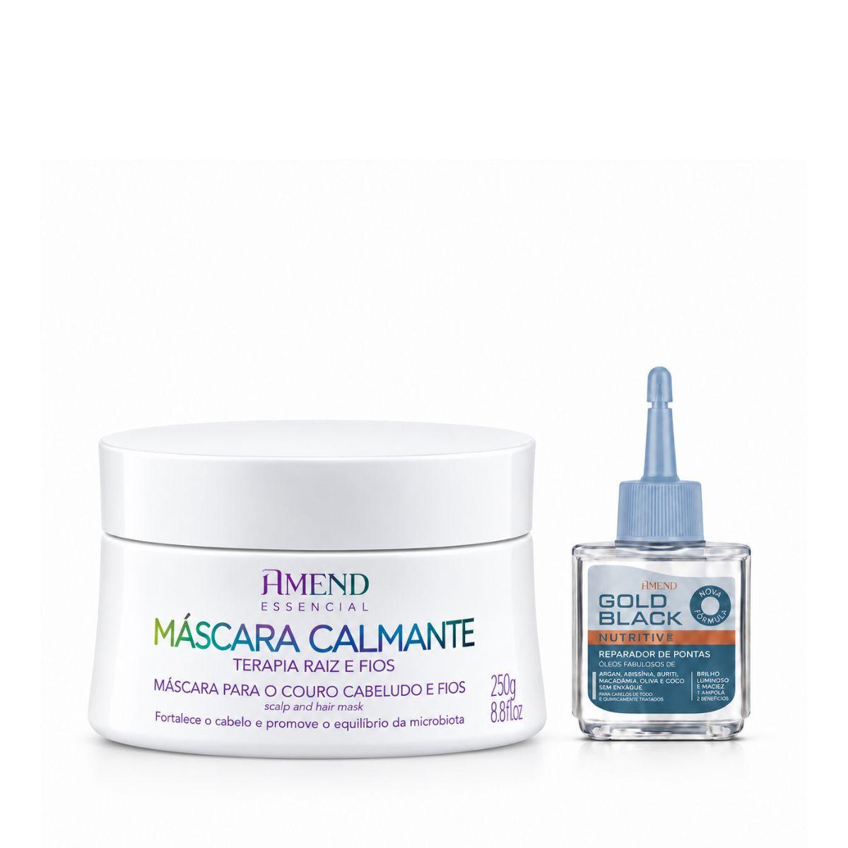 KIT AMEND MÁSCARA CALMANTE 250G + REPARADOR GOLD BLACK 30ML